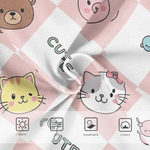CHIFIGNO Cute Animals Pink White Plaid Briefs for Boys Printed Cotton Underwear Toddler Boys Breathable Underwear Briefs3