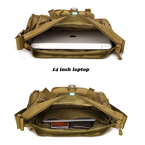 Arcenciel Tactical Messenger Bag Men Military Molle Sling Shoulder Pack Briefcase Assault Gear Handbags Utility Carry Satchel With Patch (Coyote Brown) #TOP4