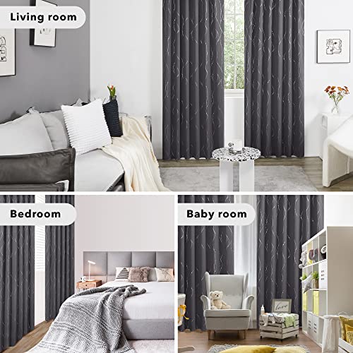Deconovo Blackout Curtains For Bedroom 84 Inches Long - Curtains For Living Room 2 Panels Set, Back Tab Curtains & Drapes With Pattern Design For Windows (52 X 84 Inch, Dark Grey, 2 Panels) #TOP6