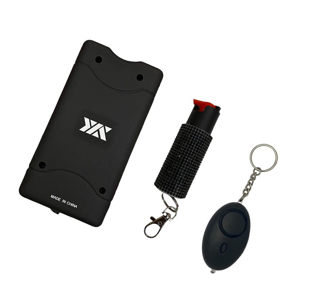 Stun Gun/Personal Alarm/Pepper Spray Emergency Safety Kit (Black TASER/B PA/BO Black PS)