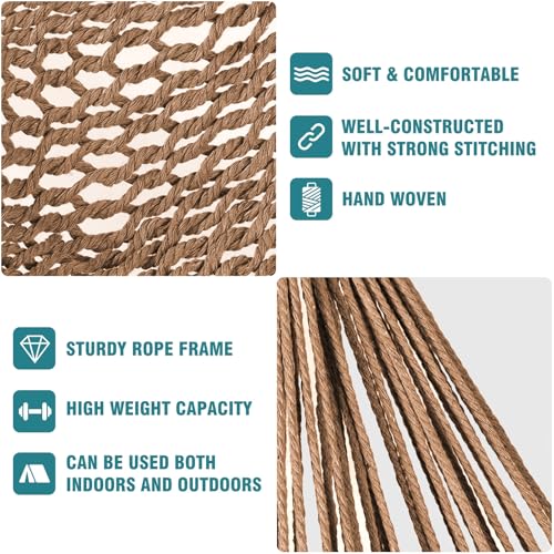 Chihee CH-MESH-3J-BROWN Hammock Chair Super Large Hanging Chair Soft-Spun Cotton Rope Weaving Chair thumb #2