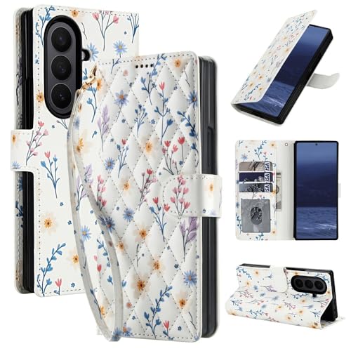 Protection Galaxy Z Fold 5 cuir fleur pour éviter les rayures et remplacer votre portefeuille