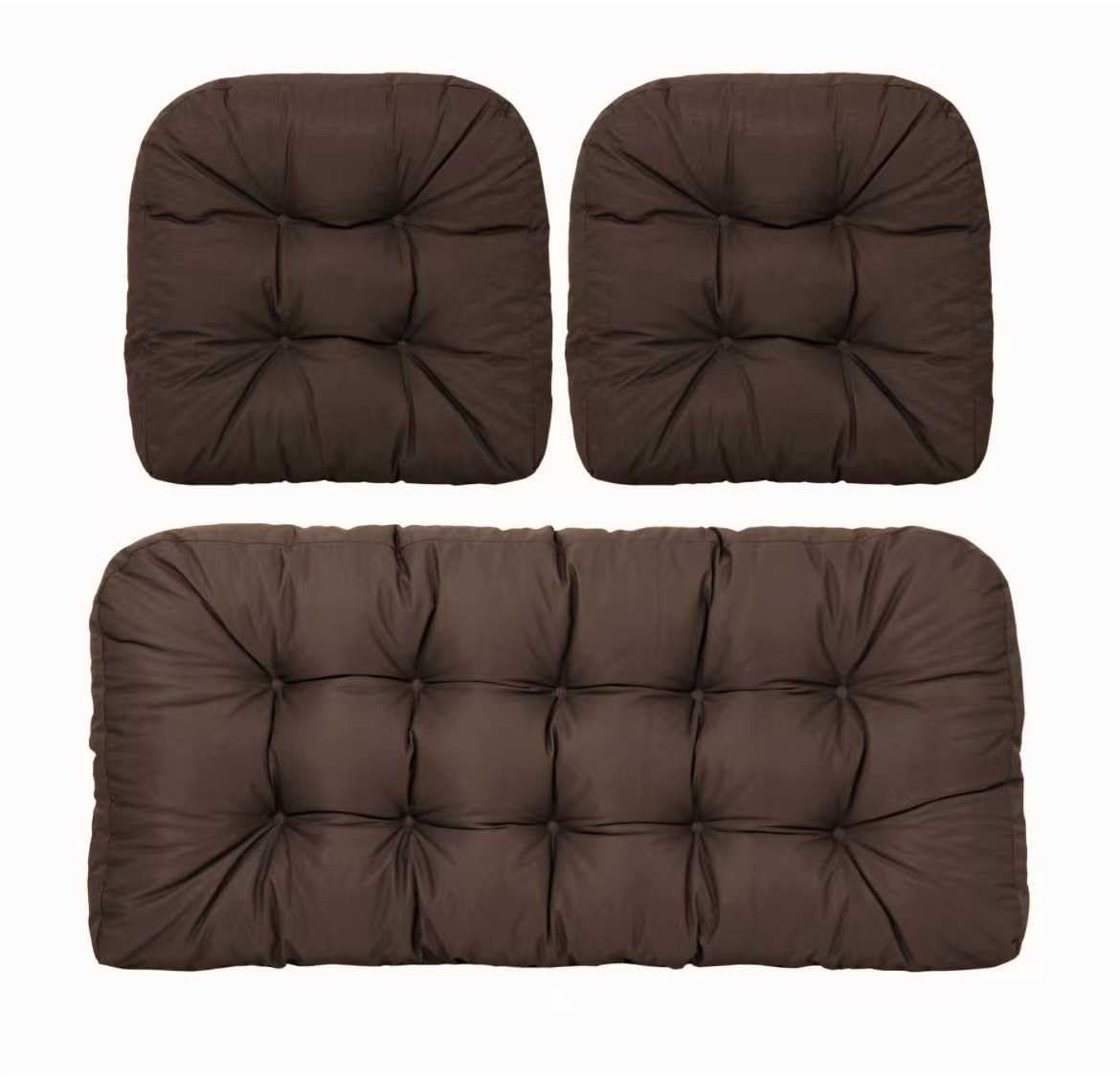 Coussins de jardin en osier et tapis en U pour banc de terrasse