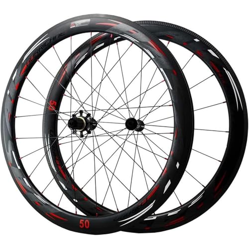 KUNYOS Rennrad Laufräder Carbon 700C Drahtreifen Felge V Bremse 40/50/55 mm Fahrrad Rennräder 25 mm breit 45# Speichen nur 1830G matt,50mm