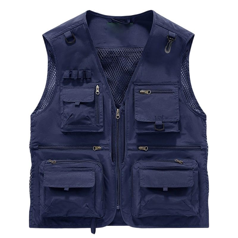 Chaleco multibolsillos de nailon holgado para hombre chaqueta sin mangas de malla M 2