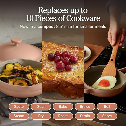 Image of Our Place Mini Always Pan | 8.5 inch Ceramic Pan with Modular Lid & Beechwood Spatula | Patented 10-in-1 Nonstick, Non-Toxic Cookware Made Without PFAS | Induction & Oven-Safe up to 450F | Spice