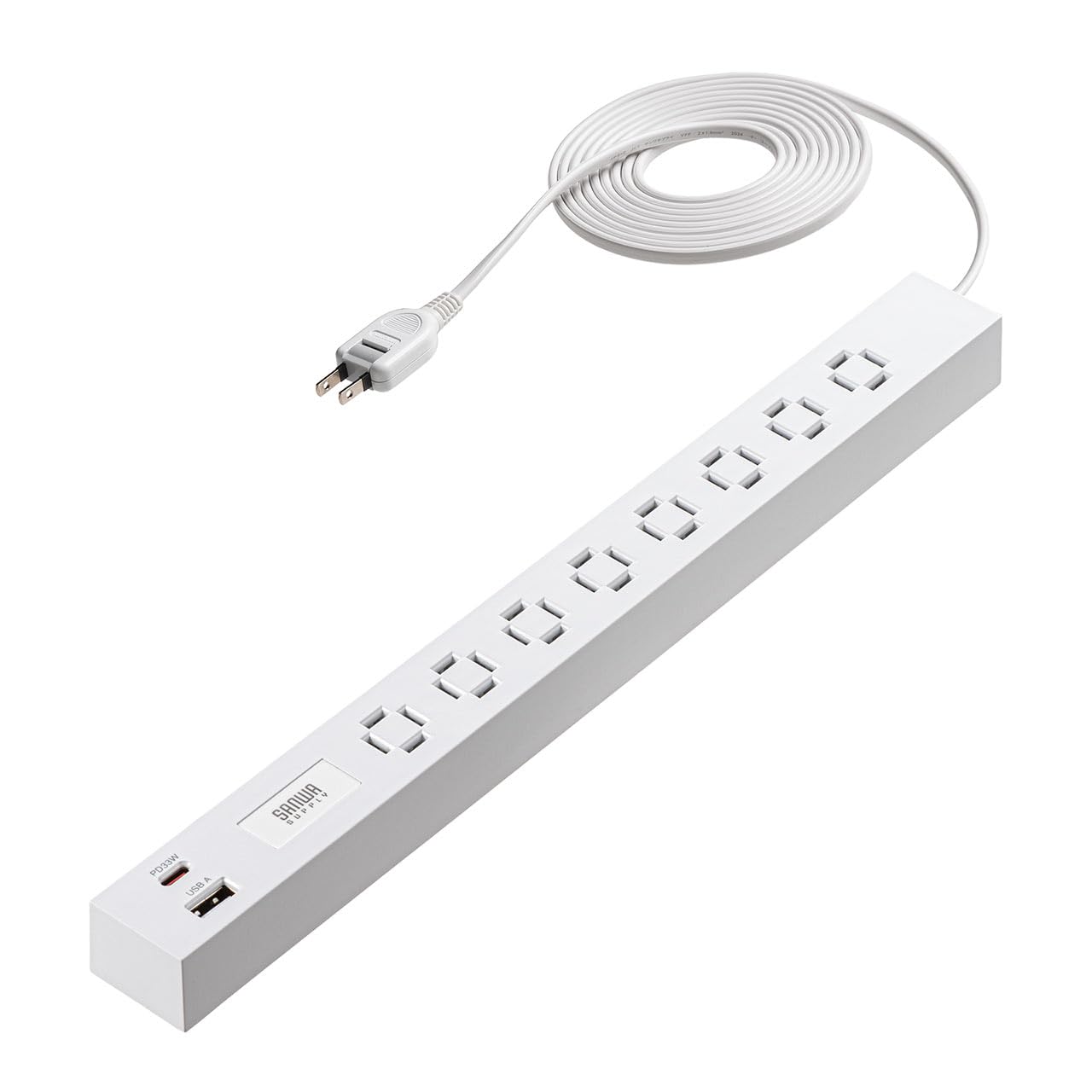 サンワダイレクト 電源タップ USB付き AC 8個口 3m Type-C/A×…