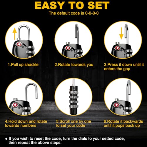 2 Pack TSA Approved Gun Case Locks - 4 Digit Travel Locks, Small Combo Padlocks for Pistol & Revolver Hard Cases