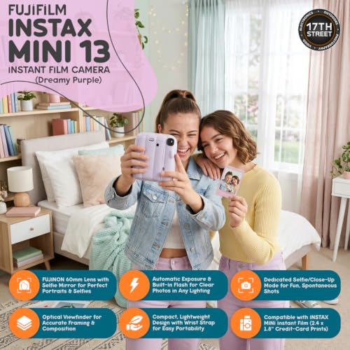 FUJIFILM Instax Mini 13 Instant Camera, Dreamy Purple, Film & Case Bundle - image 4