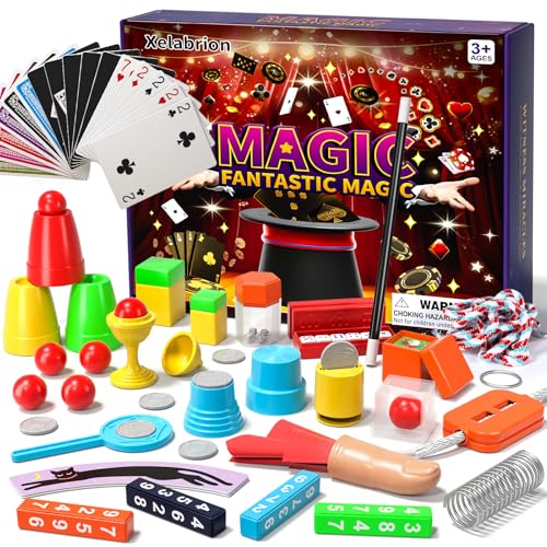 Magic Kit for Kids, 130 Magic Tricks Set for Kids with Magic Wand, Manual and Videos, Magic Set Toys Board Game Gifts for 6 7 8 9 10 11 12 Years Old Kid Boys Girls Beginner Christmas Birthday Parties