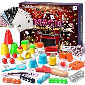 Magic Kit for Kids, 130 Magic Tricks Set for Kids with Magic Wand, Manual and Videos, Magic Set Toys Board Game Gifts for 6 7 8 9 10 11 12 Years Old Kid Boys Girls Beginner Christmas Birthday Parties