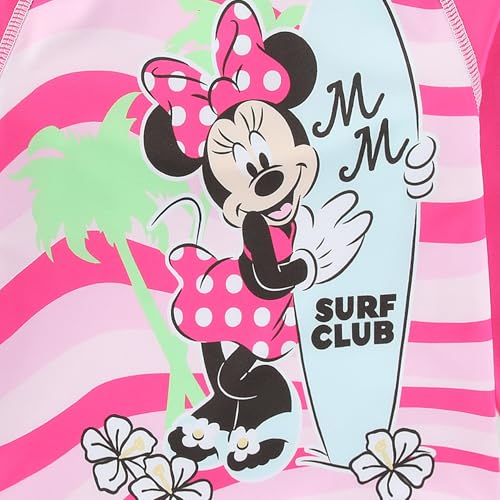 Disney Girls Minnie Mouse UPF 50+ Long Sleeve Rash Guard and Bikini Bottom 2-Piece Swimsuit Set for Toddler and Big Kids4
