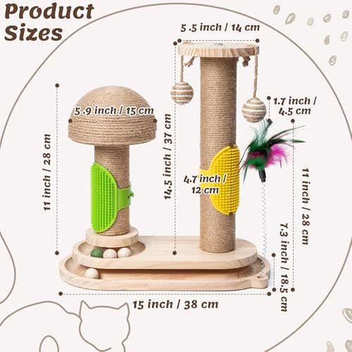 Rascador para gatos 5 en 1 con torre y juguete colgante miniatura 2