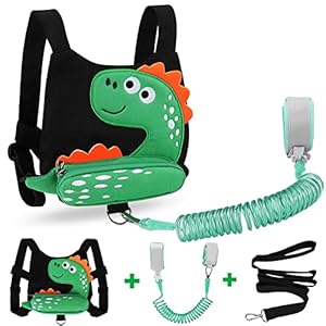 3 in 1 Toddler Harness Leash + Baby Anti Lost Wrist Link, Accmor Cute Dinosaur Child Safety Harness Tether, Kids Walking…