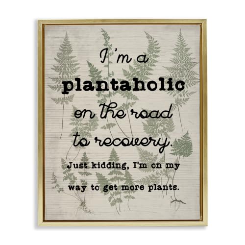 'Humorous Plantaholic Gardening Phrase Fern'| Floating Frame Canvas Art