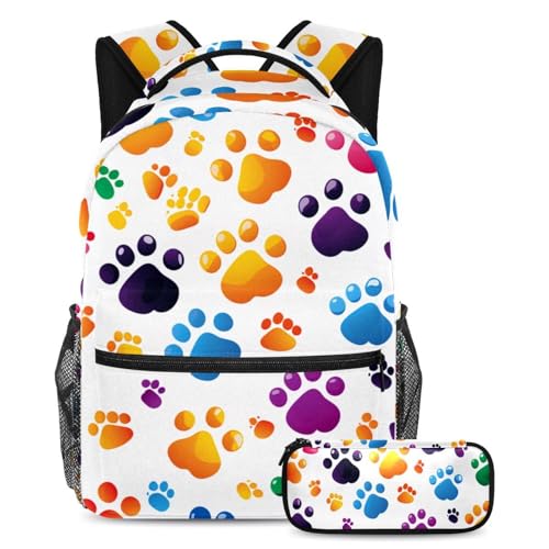 Sac à dos patte de chien colorée 76 grand modèle double compartiment