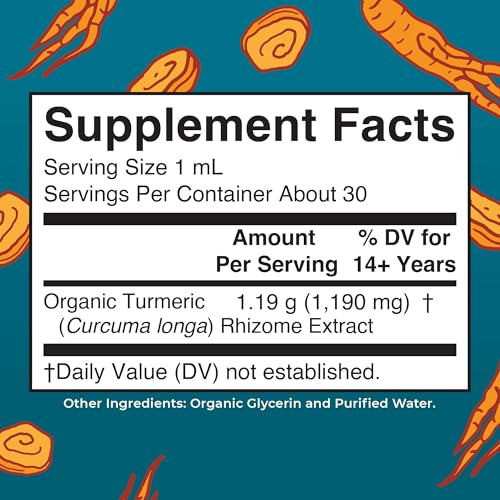 Image of MARYRUTH'S Organics Organic Turmeric Liquid Extract | Sugar Free | USDA Organic | Organic Turmeric Supplement | Non-GMO | Gluten Free | Vegan | Alcohol-Free Tincture | 1 Fl Oz