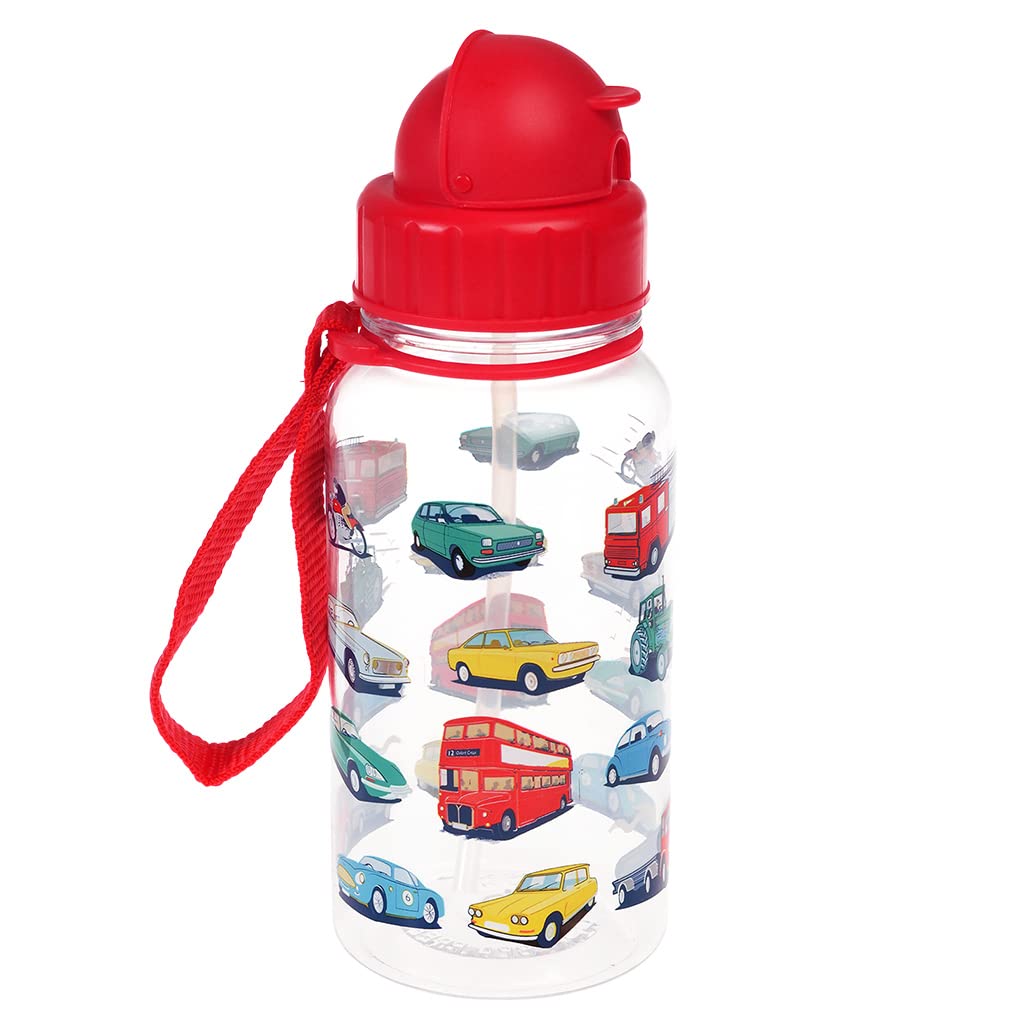 Rex London BPA Free Plastic Kids Water Bottle 500ml - Road Trip, Water Bottle Kids, Toddler Small School Drinks Bottle for Boys Girls, Childrens Drinking Bottle, Kids Bottle, Plastic Water Bottle.