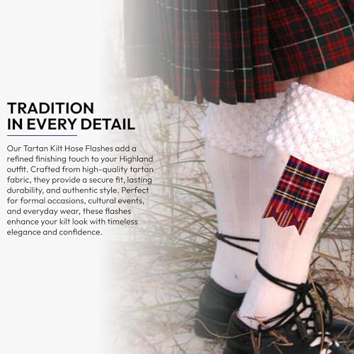 Image of Scottish Tartan Kilt Flashes with Elastic Adjusters
