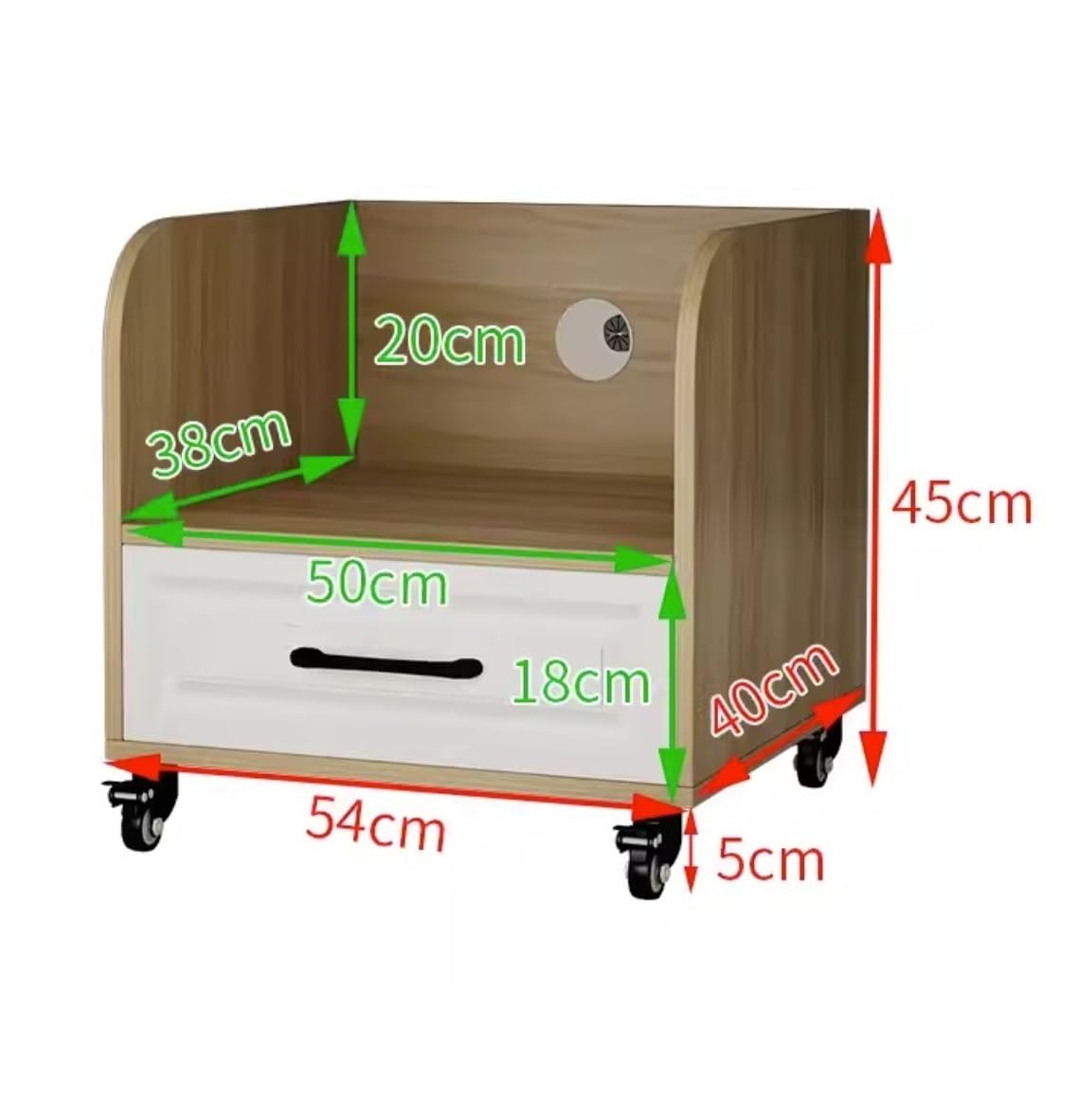 Soporte Impresora Soporte De Madera para Impresora con Ruedas, Carrito, Polea, Escritorio Oficina, Debajo, para, Estante Cajón Estante(54 * 40 * 45cm)