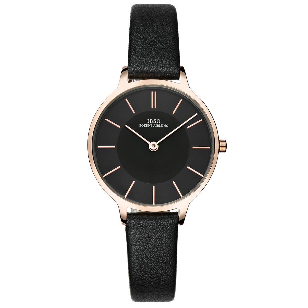 Women‘s Watches Leather Strap Round Case Fashion Female Waterproof Wristwatch Reloj de Mujer