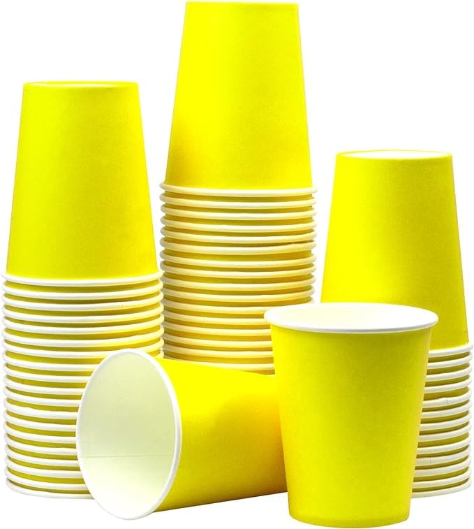 Pretty UR Party Yellow Paper Cups, Kids Party Cups, Disposable Paper Cups for Birthday, Wedding, Party, Picnic, BBQ, Travel and Events – Pack of 20 pcs
