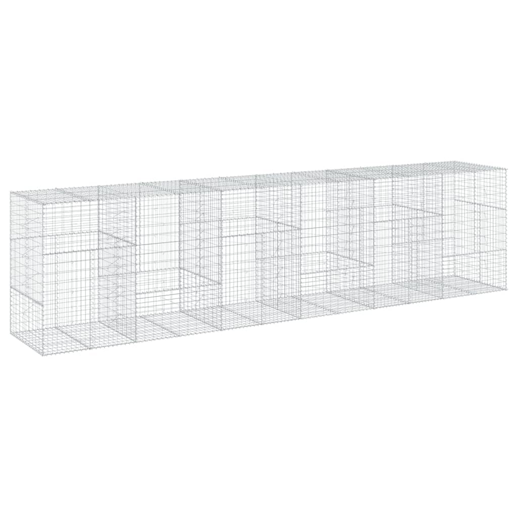 Gavión con tapa, 600 x 100 x 150 cm, cesta de piedra, hierro galvanizado | Cesta de piedra resistente para jardinería exterior. Versátil como protección visual o muro de contención.