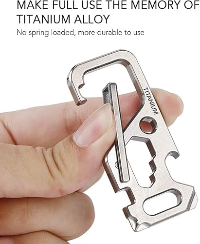 Miniatura 4 de XJJZS - Llavero de aleación de titanio multiherramienta para exteriores, mosquetón de resorte, abridor de botellas, llave para bicicleta, mosquetón
