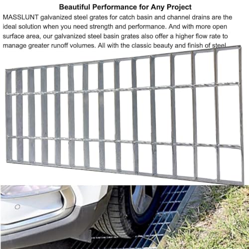 Image of Galvanized Steel Drain Grate, Driveway Channel Cover 20x8 in