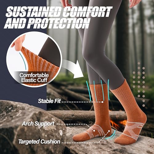 Image of ANTSANG 5 Pairs Merino Wool Hiking Socks for Men & Women Thermal Winter Warm Moisture Wicking Cushion Boot Socks