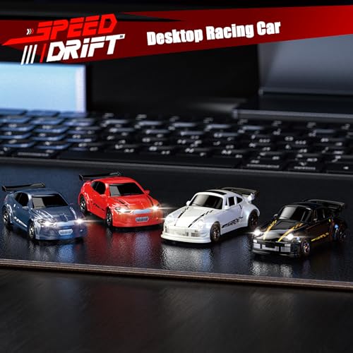 Image of 1:64 Scale Mini RC Drift Car, 2.4GHz 4WD Full Proportional Model Vehicle with LED Lights, Racing Sport Toy for Adults Teens (Red)