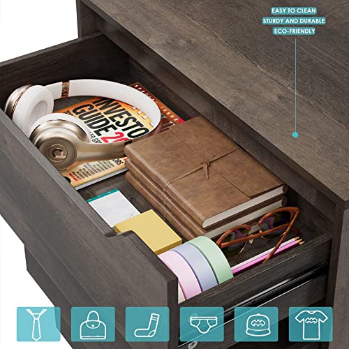 Urkno Modern 4 Drawer Dresser, Wood Chest Of Drawers With Storage, Clothing Organizer With Cut-Out Handle, Storage Cabinet, Nightstand For Living Room, Bedroom, Hallway, Dark Brown #TOP6