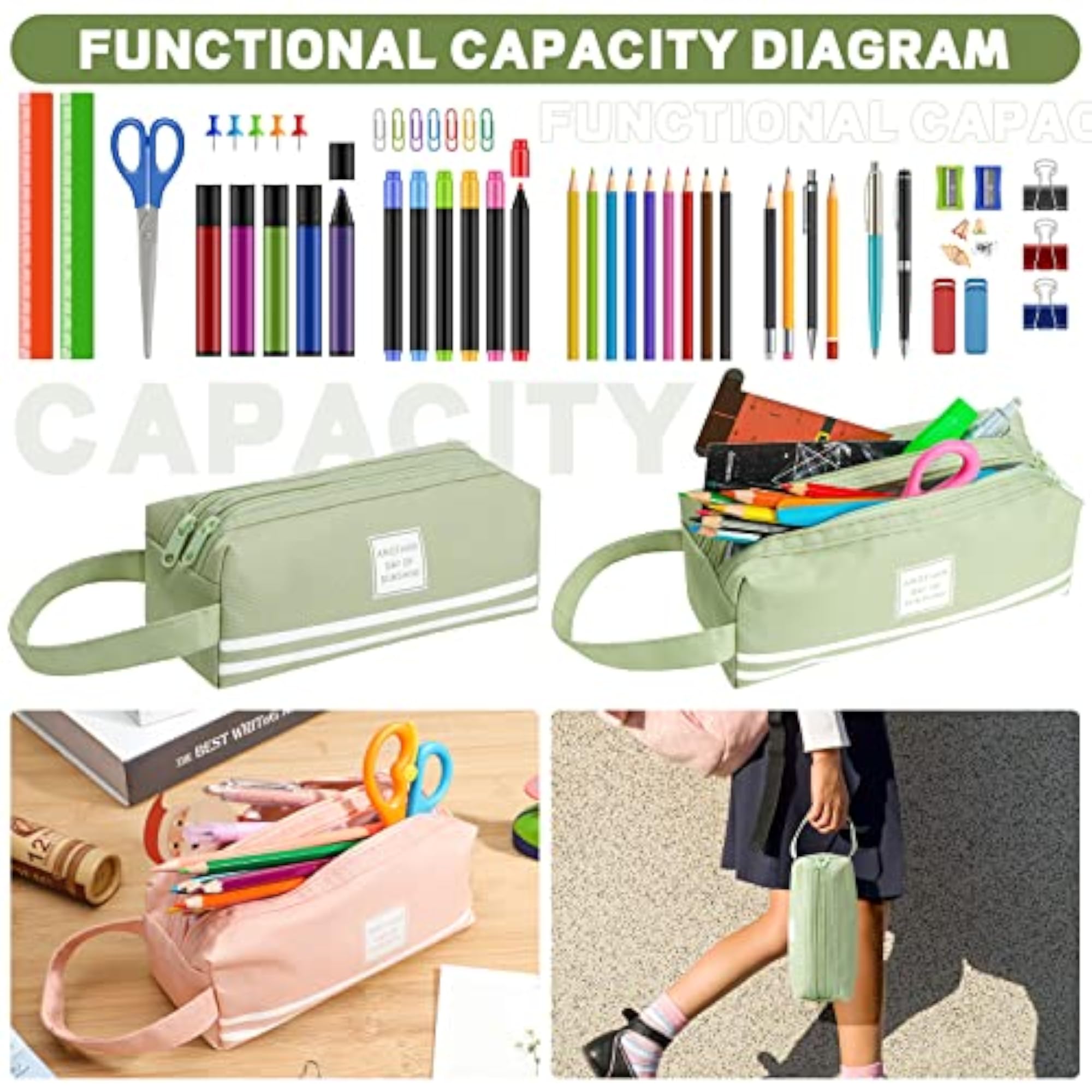 32 Pcs Bulk Large Capacity Pencil Case, Portable