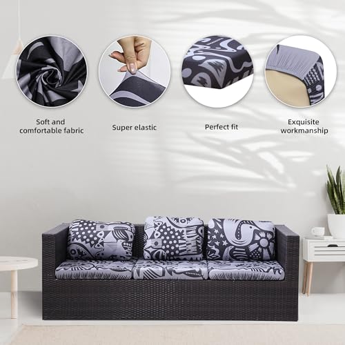 Image of BIETYONE 8Pcs Stretch Patio Cushion Covers,Outdoor Couch Covers Replacement,Outdoor Couch & Sofa Slipcovers,for Patio Furniture Cushion Covers,Washable Reusable urniture Protector(Grey Pigeon,8PCS)