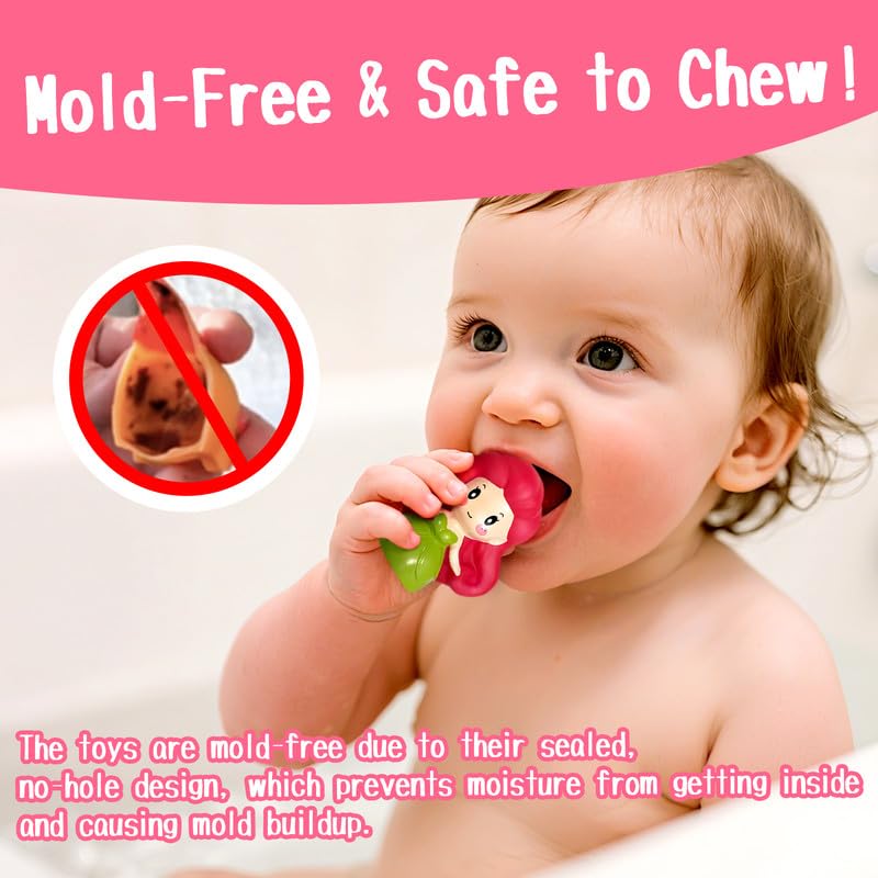 Juguetes de baño sin agujeros para bebé, juguetes de bañera para niñas con almacenamiento y red, sellados, flotan en el agua 2