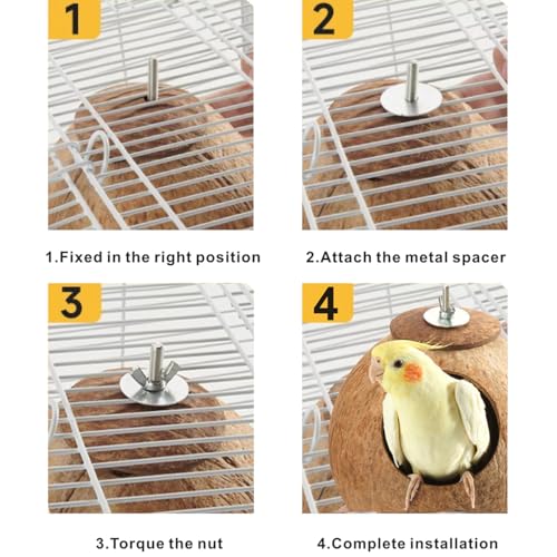 Image of Bird Nest for Cage Natural Coconut Shell Birds House 2 Pack Parakeet Hide Breeding Hut Bird Cage Accessories & Decor Hamster Toys for Parrot Lovebirds Budgies Cockatiel Conure Finch Canary