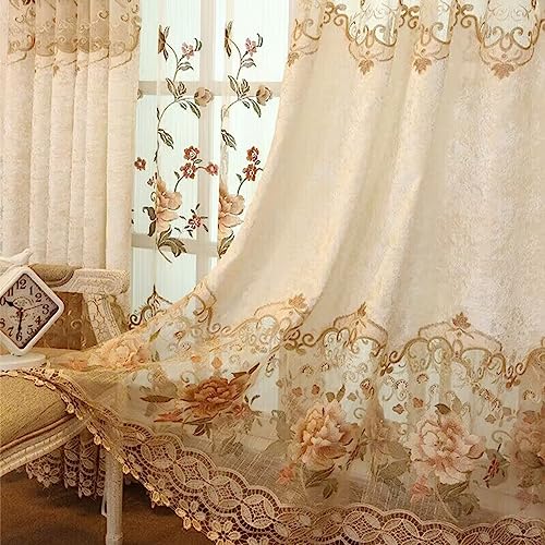 TIYANA Luxury Embroidered Cloth Curtain for Living Room 84 inch Length Custom Romantic Elegant Luxurious Delicate Embroidery Drape Window Dressing Bedroom Grommet Top 1 Panel 39x84 inch