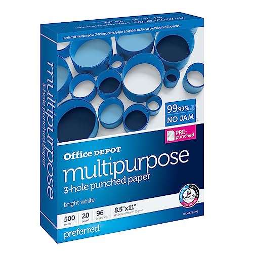 Papier perforé 3 trous Office Depot blanc lettre pour classeur de bureau
