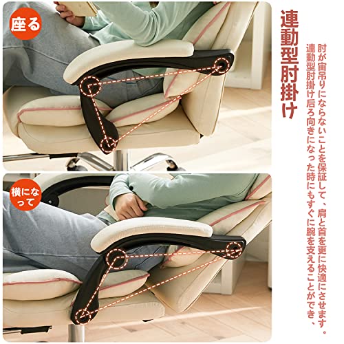 オフィスチェア ゲーミングチェア デスクチェア パソコンチェア 社長椅子 収納式フットレスト 在宅ワーク 椅子 ハイバック 肉厚座面 人間工学椅子 360度回転 昇降機能 事務椅子 (アーバン, ホワイト) [4]