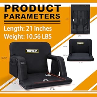 MZQLN Double Heated Stadium Bleacher Seat, 21 Inche Folding Bleacher Cushion with 10000mAh Portable Power, 3 Levels of Heat, 6 Reclining Positions for Indoor Stadiums, Baseball Stadiums