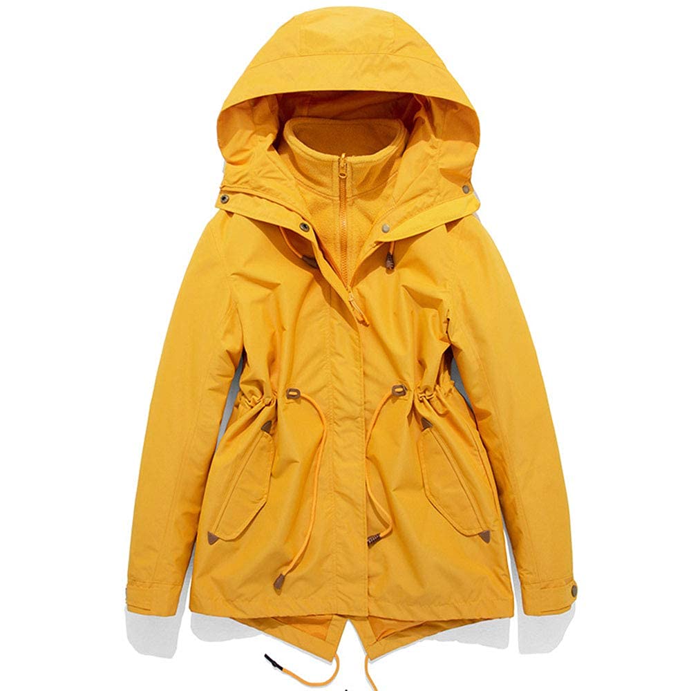 Veste de ski femme imperméable contre le froid manteau hiver jaune XL coupe-vent