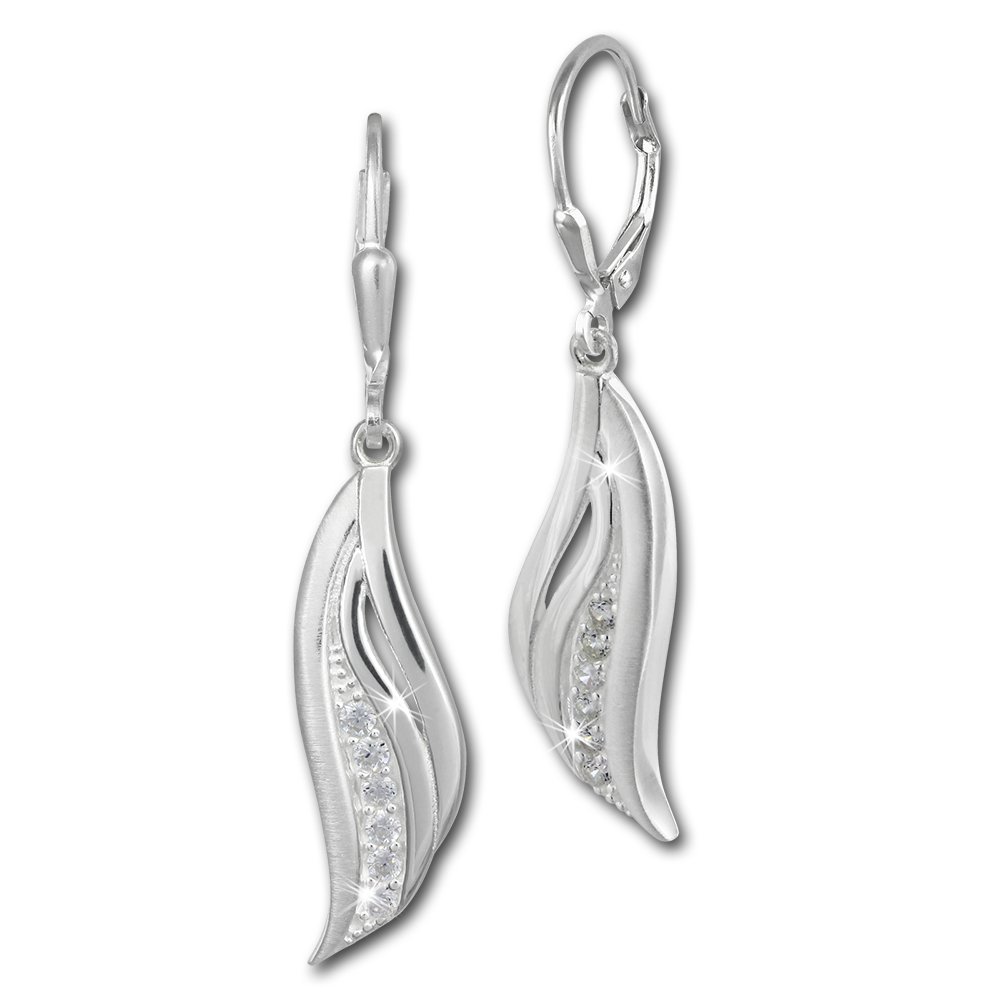 SilberDream Orecchini Pendenti Donna In Argento 925 Con Zirconia Cubica - Triangolo Bianco, Lunghezza 2,5 Cm