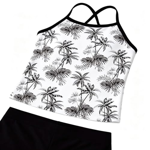 Image of Akokvlar Girls Two Piece Bathing Suit Swimsuit Tankini Swimwear with Boyshort