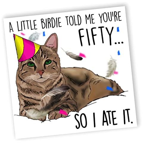 NotNiceThings Cat 50th Birthday Card, Old Age Funny 50th Birthday Card, Cat Card, 50th Card for Dad, Mum, Him, Her, Fifty, Gift for Husband, Wife, Grandma, Nan, Grandad, Grandpa Cover