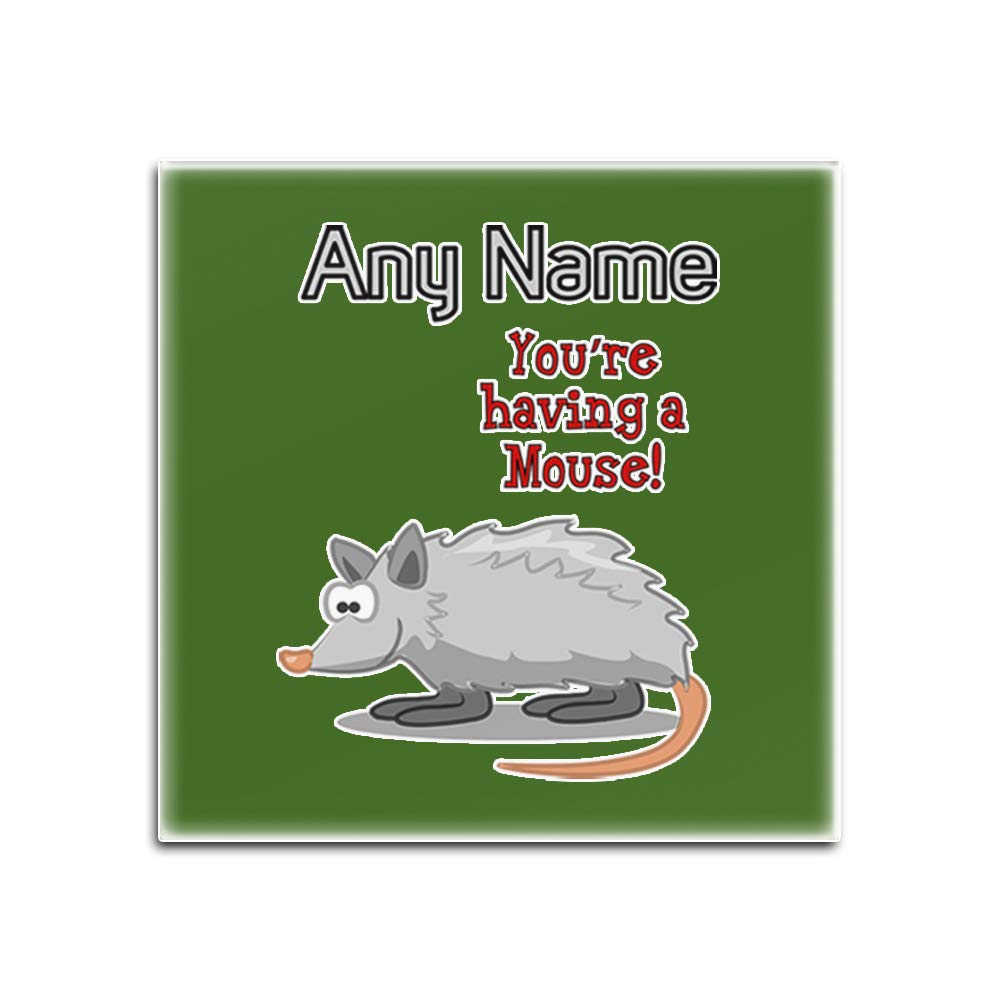 Dessous-de-verre en verre anti-trace blanc vert carré You are Having a Mouse