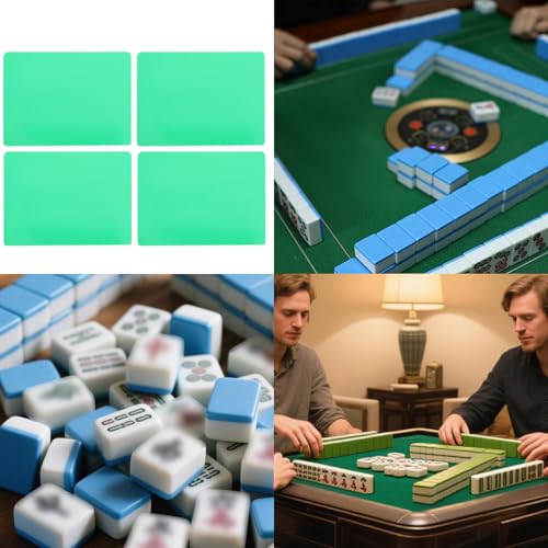 Lyreh 4 piezas mezclador de fichas Mahjong plástico verde miniatura 6