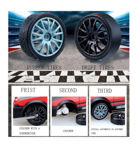 Image of Rc Drift Remote Control Car 1:24 Scale, High-Speed, 4Wd, Lights, Rechargeable Racing Car, Drifting Tires, 2.4Ghz, for Kids (RC Ghost Drift - Multicolor)