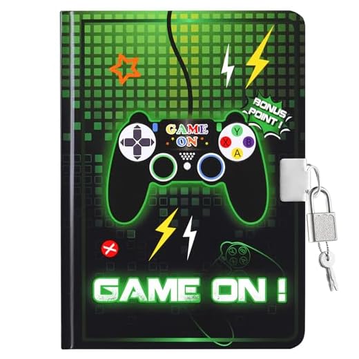 WERNNSAI Speldagboek kinderen voor jongens, lichtgevend kindernotitieboek, 20 x 14,5 cm, 160 gelinieerde pagina's, reisdagboek voor jongens met slot en sleutel, notitieboek om te schrijven (6-12 jaar)