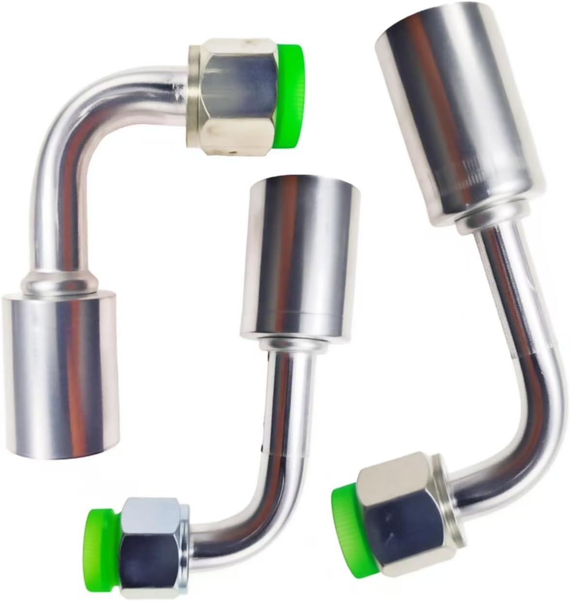3 Pack AC Hose Crimp Fittings Kit, #6#8#10 Straight Female Flare A/C Connectors, 3/8" 1/2" 5/8" R134A Automotive Air Conditioning Hose Repair Fittings (90 degrees)