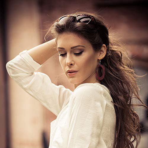 Sntieecr 8 Pairs Wood Earrings Natural Wooden Teardrop Earrings Lightweight Dangle Earrings Geometric Wood Drop Earrings For Women #TOP3